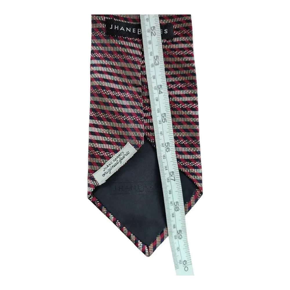 Jhane Barnes mens neck tie 100% silk red blue white‎ stripes